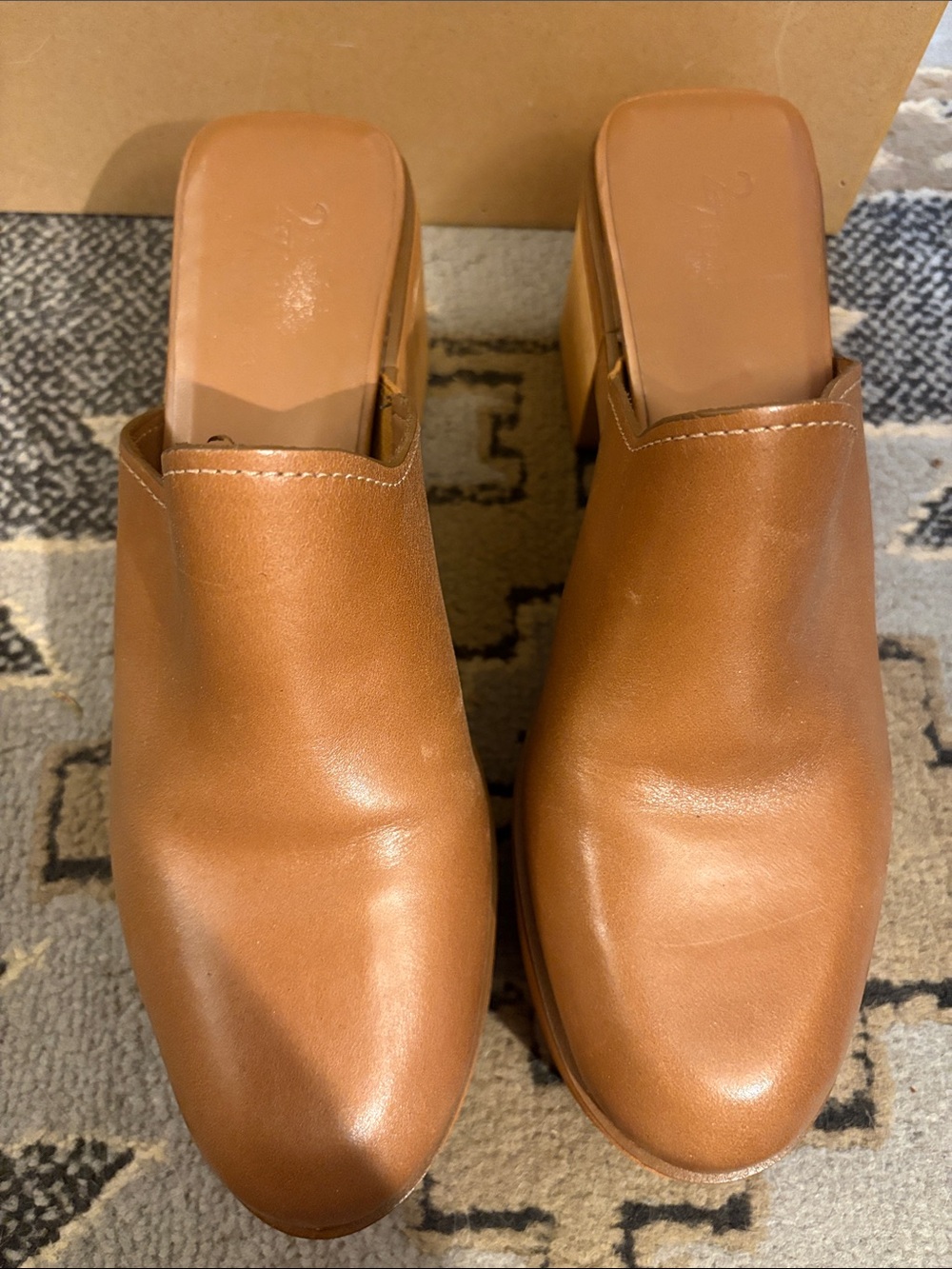 Women's Tan Slip-On Block Heel Mules
